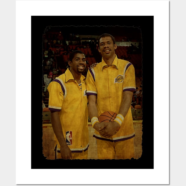 Magic Johnson and Kareem Abdul Jabbar of The Los Angeles Lakers, 1984 Wall Art by Milu Milu